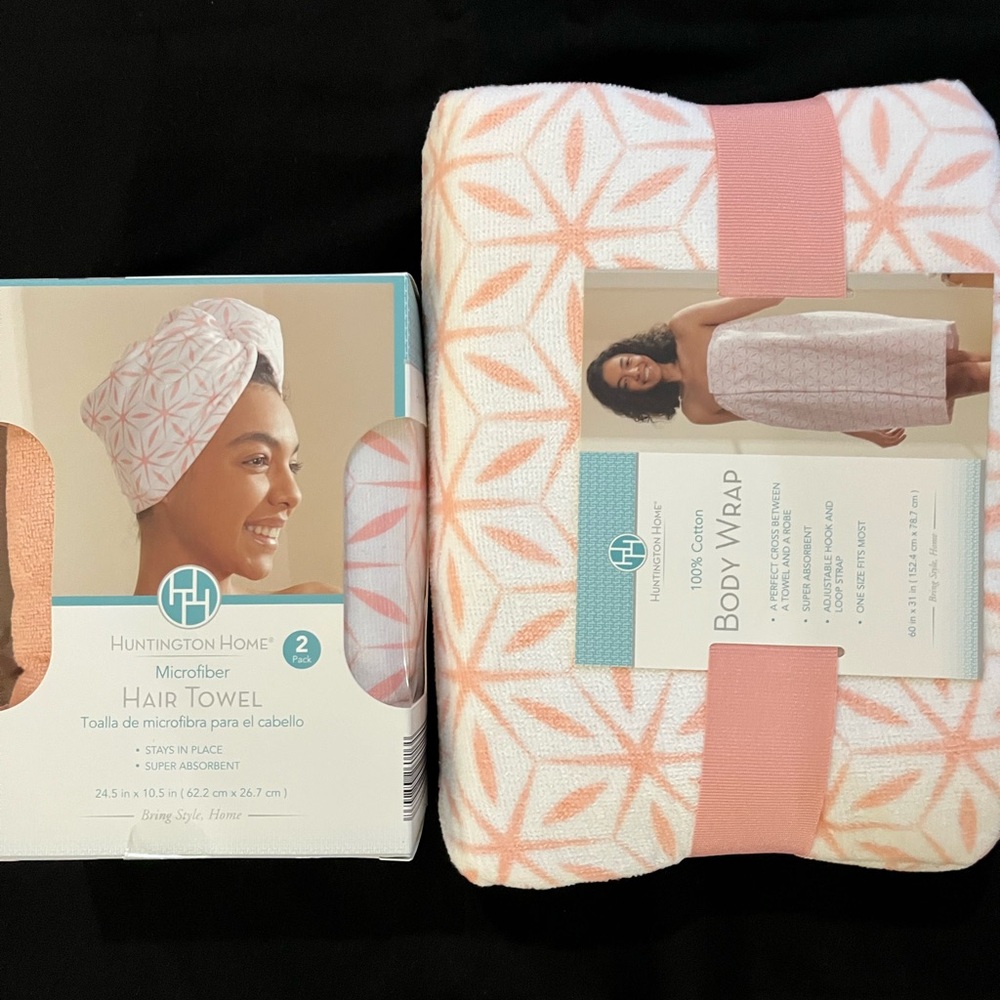 Huntington Home Cotton Body Wrap in Pink and White